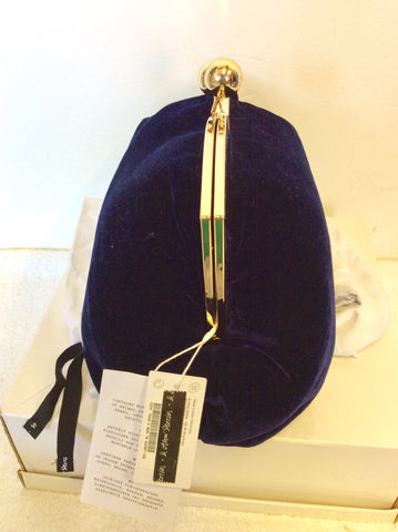 BRAND NEW & OTHER STORIES LARGE DARK BLUE VELVET CLUTCH BAG
