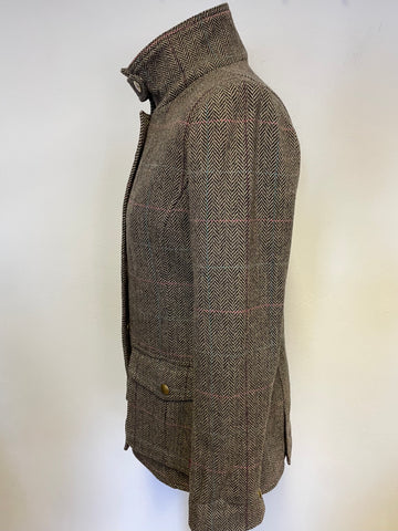 JOULES BROWN TWEED WOOL BLEND INSULATED FIELD JACKET SIZE 10