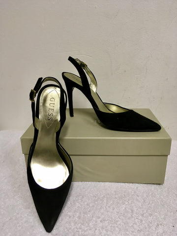 GUESS BLACK SUEDE SLINGBACK HEELS SIZE 5/38
