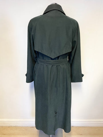 CLOUD NINE DARK GREEN BELTED LONG SLEEVED TRENCH COAT SIZE M