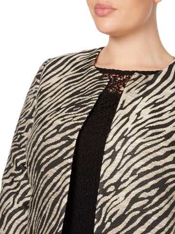 MARINA RINALDI BLACK & BEIGE CHITTARRA ZEBRA PRINT JACKET SIZE 25 UK 20