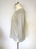 THE WHITE COMPANY PALE GREY SILK WITH KNIT SLEEVES TOP/ JUMPER SIZE 14