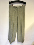 MARGARET HOWELL BLACK & WHITE PRINCE OF WALES CHECK WOOL TROUSERS SIZE 10