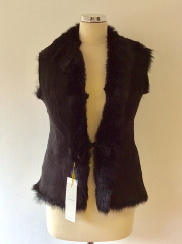 BRAND NEW CELTIC & CO 100% NATURAL BLACK SHEEPSKIN FUR LINED GILET