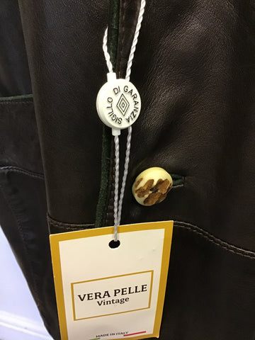 VINTAGE LODENFRY QUALITY DARK BROWN LEATHER JACKET SIZE XL