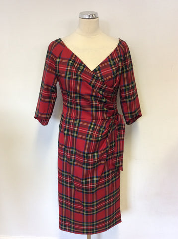 BRAND NEW BOMBSHELL RED TARTAN CONFIDENT HOURGLASS DRESS SIZE 12