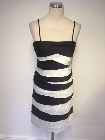 PHASE EIGHT BLACK & WHITE PLEATED SPECIAL OCCASION DRESS SIZE 12