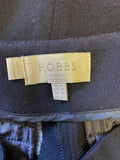 HOBBS NAVY BLUE WITH RED SIDE STRIPE WOOL WIDE LEG CROP TROUSERS SIZE 10