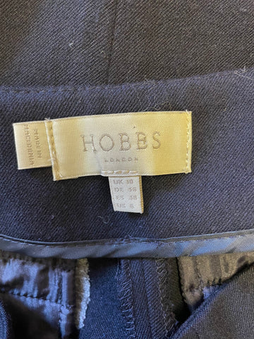 HOBBS NAVY BLUE WITH RED SIDE STRIPE WOOL WIDE LEG CROP TROUSERS SIZE 10