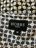 HOBBS BLACK & WHITE PRINT SLEEVELESS STRETCH JERSEY DRESS SIZE 14
