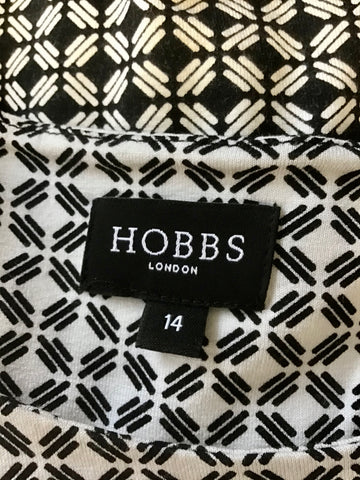 HOBBS BLACK & WHITE PRINT SLEEVELESS STRETCH JERSEY DRESS SIZE 14