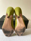 HOBBS GLINDA LIME GREEN SUEDE OPEN TOE SLINGBACK HEEL SANDALS SIZE 4/37