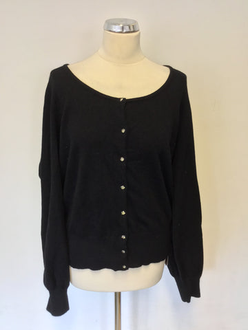 BRAND NEW MARKS & SPENCER BLACK SCOOP NECK CARDIGAN WITH CASHMERE SIZE 22