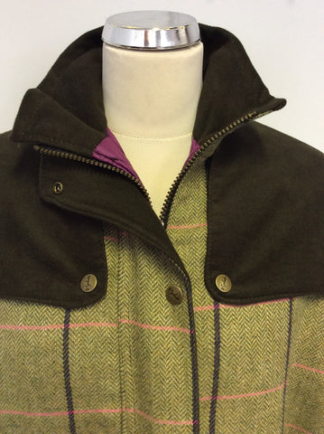BRAND NEW RYDALE BRAMHAM GREEN & PINK CHECK TWEED WOOL BLEND JACKET SIZE 18