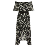 BRAND NEW COAST ADA BARDOT BLACK & WHITE MONO PRINT MIDI DRESS SIZE 10