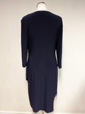JOSEPH RIBKOFF NAVY BLUE & SILVER STUD TRIM DETAIL SPECIAL OCCASION DRESS SIZE 16
