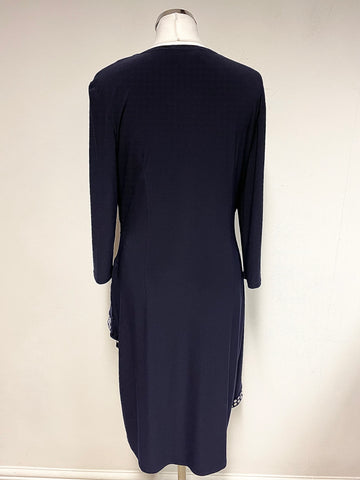 JOSEPH RIBKOFF NAVY BLUE & SILVER STUD TRIM DETAIL SPECIAL OCCASION DRESS SIZE 16