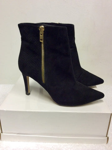 RIVER ISLAND BLACK SUEDE HEEL ANKLE BOOTS SIZE 6/39