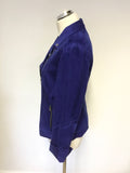 BRAND NEW GERRY WEBER ELECTRIC BLUE SUEDETTE BIKER JACKET SIZE 14