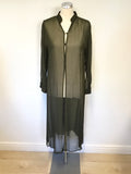 NITYA DARK GREEN DUSTER COAT, TROUSERS & CONTRAST CREAM SLEEVELESS TOP SIZE 12/14