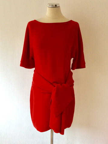 WHISTLES RED SHORT SLEEVE TIE FRONT DRESS SIZE 12