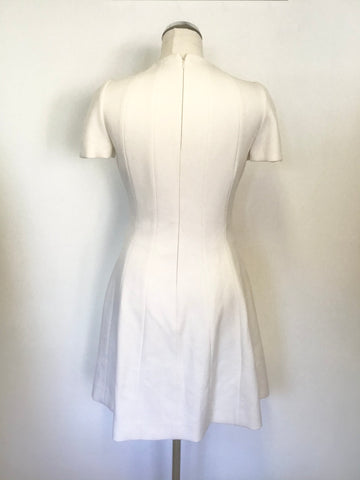 MULBERRY OFF WHITE SHORT SLEEVE SILK LINED FIT & FLARE DRESS SIZE 8/10