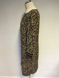 JAEGER BLACK & CAMEL ANIMAL PRINT SHIFT DRESS SIZE 12