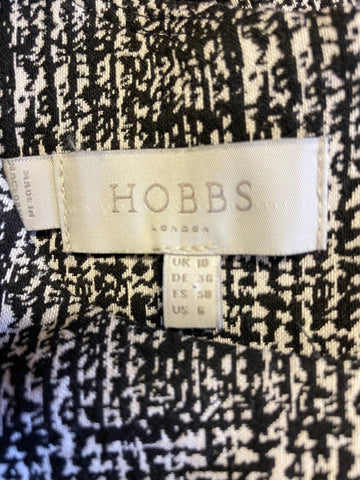 HOBBS BLACK & WHITE PRINT 3/4 BELL SLEEVE SHIFT DRESS SIZE 10