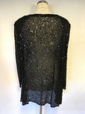 FRANK USHER BLACK SEQUINNED EVENING JACKET SIZE XL