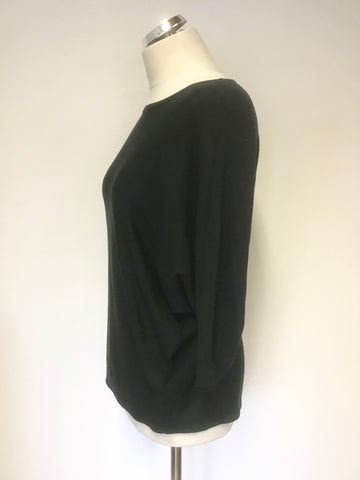PHASE EIGHT DARK GREEN BOAT NECK 3/4 SLEEVE BATWING JUMPER SIZE M
