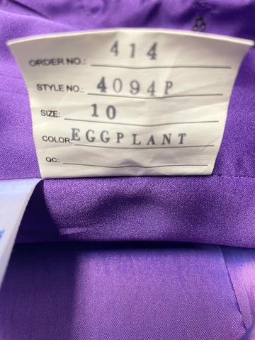 MARK LESLEY PURPLE BEAD & SEQUIN EMBELLISHED STRAPLESS COCKTAIL DRESS SIZE 10