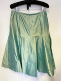 COAST LIGHT GREEN TAFFETA SILK PANELED FLARE SKIRT SIZE 12