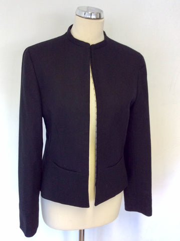 MULBERRY BLACK WOOL COLLARLESS JACKET SIZE 12