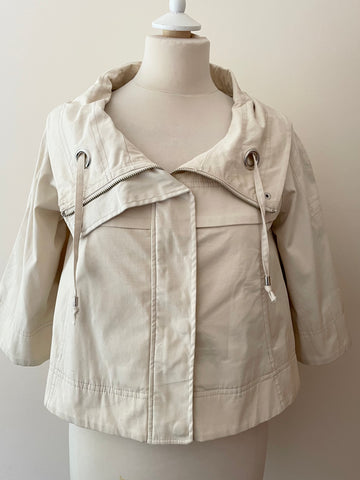 MARNI CREAM FUNNEL NECK COTTON COLLAR COTTON CROPED 3/4 SLEEVE JACKET SIZE 38 UK 10