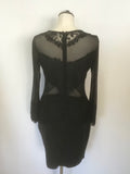 BRAND NEW MISSAGI BLACK LACE & SHEER MESH TRIMMED PENCIL DRESS SIZE 14