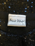 FRANK USHER BLACK SEQUINNED EVENING JACKET SIZE XL