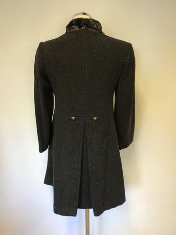 ALL SAINTS DARK GREY MILITARY STYLE WOOL BLEND COAT SIZE S