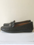 BRAND NEW GEOX RESPIRA BLACK PATENT CROC DESIGN LEATHER SLIP ON LOAFERS SIZE 7/40