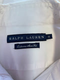 RALPH LAUREN WHITE FRILLED FRONT EXTREME SLIM FIT LONG SLEEVE SHIRT SIZE 8 UK 12