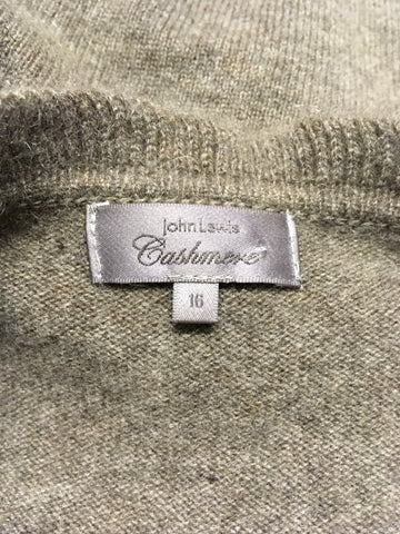 JOHN LEWIS BROWN CASHMERE JUMPER SIZE 16