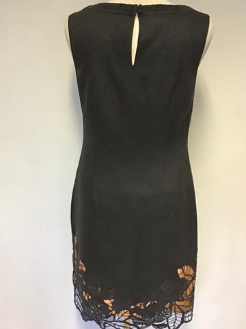 MONSOON BLACK WOOL BLEND CUT OUT DESIGN SLEEVELESS PENCIL DRESS SIZE 10