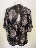 BRAND NEW M&CO BLACK & PEWTER SEQUINNED SHORT SLEEVE OVER TOP SIZE S