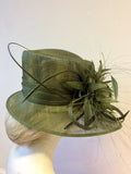 BETH MORGAN DARK FOREST GREEN FLOWER TRIM FORMAL HAT