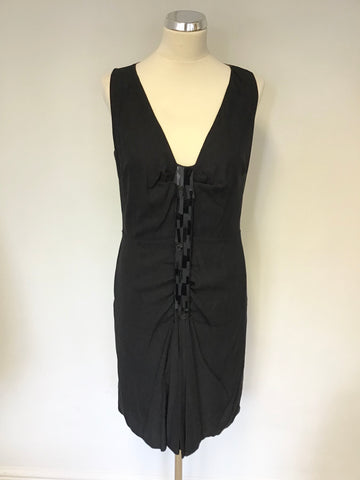 PAUL SMITH BLACK LABEL BLACK SILK EMBELLISHED TRIM OCCASION DRESS SIZE 44 UK 12