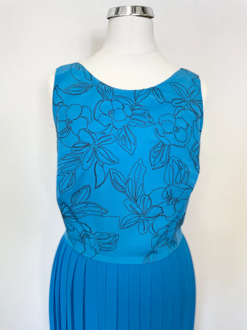 PAUL SMITH BLACK LABEL TURQUOISE BLUE SILK EMBROIDERED TOP MAXI DRESS SIZE 42 UK 10