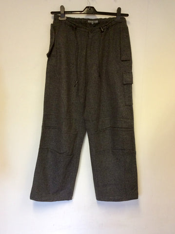 ALL SAINTS GREY WOOL BLEND CARGO TROUSERS SIZE S
