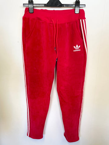 BRAND NEW ADIDAS RED VELOUR ZIP UP HOODED TRACK SUIT SIZE 10/12