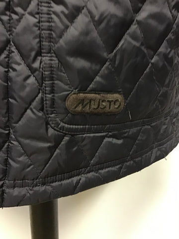 MUSTO BLACK & BROWN TRIM LIGHTLY QUILTED COUNTRY JACKET SIZE L