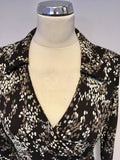 HOBBS BROWN PRINT 3/4 SLEEVE WRAP DRESS SIZE 10