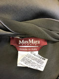 MAX MARA KHAKI SATIN TWIST & DRAPED NECKLINE SHIFT DRESS SIZE 10
